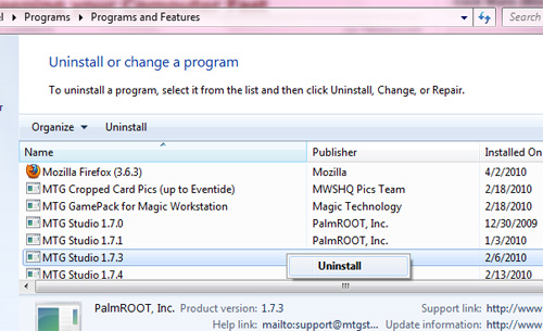 uninstall